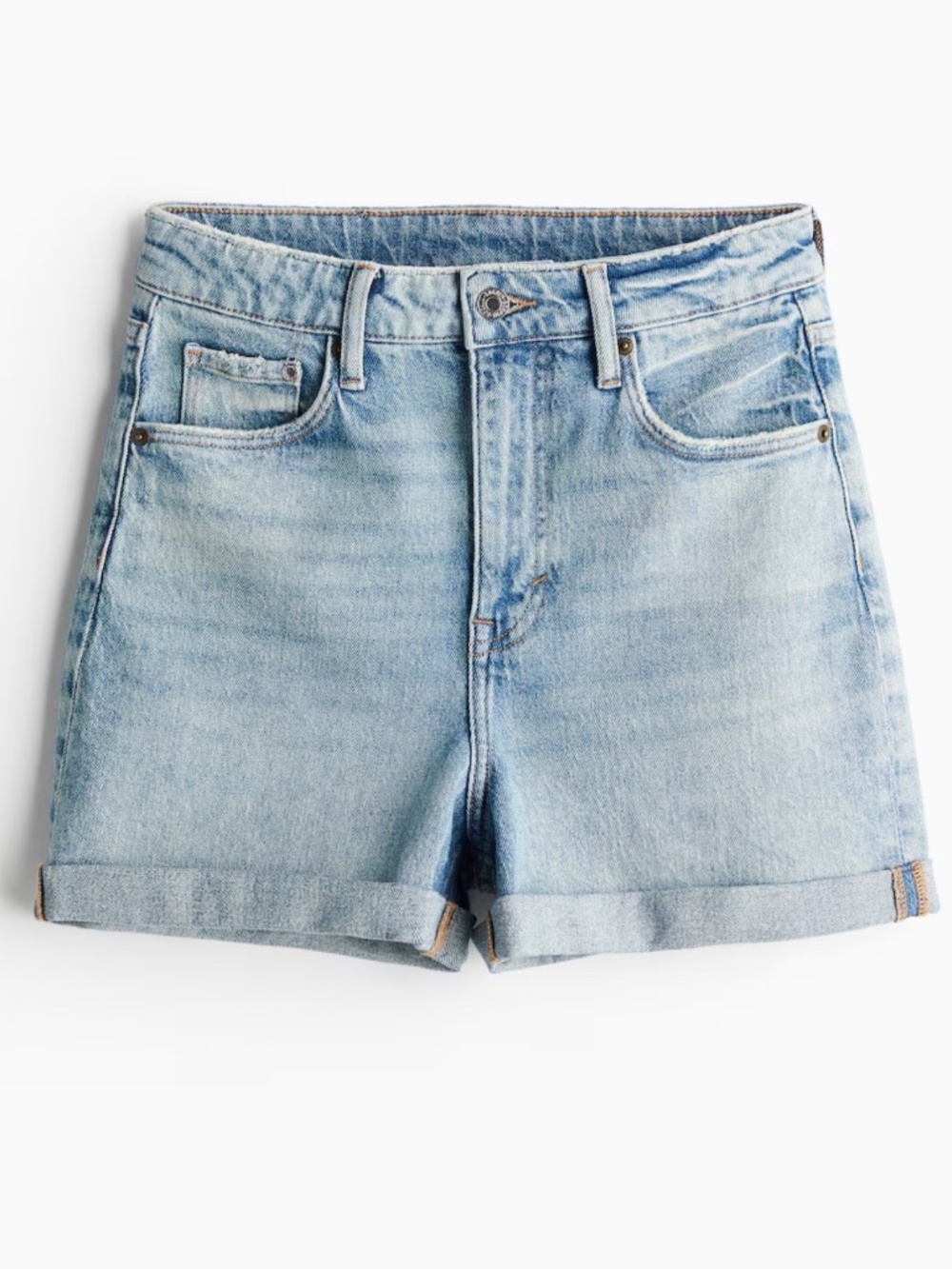 NWT - H&M - Mom Fit - High Waist - Denim Shorts - Light Wash - Size 4